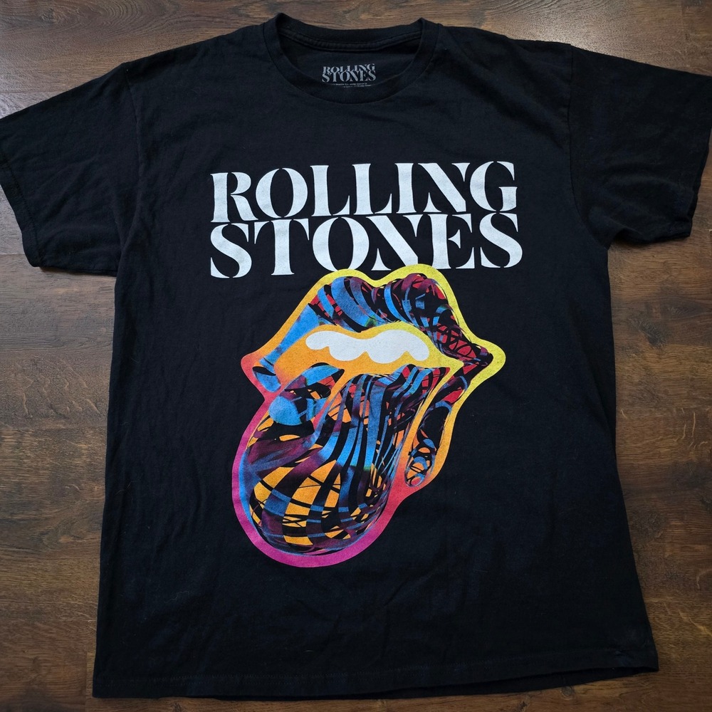 Rolling Stones Sixty 2022 Tour T-Shirt Mens Large Black Psychedelic Tongue Logo